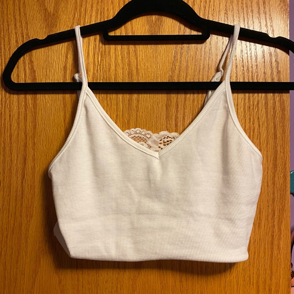 White crop with lace back